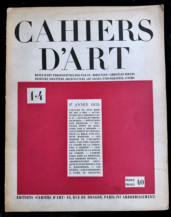 Cahiers d'Art 1/4 1934 Miro with two pochoirs in color Rare